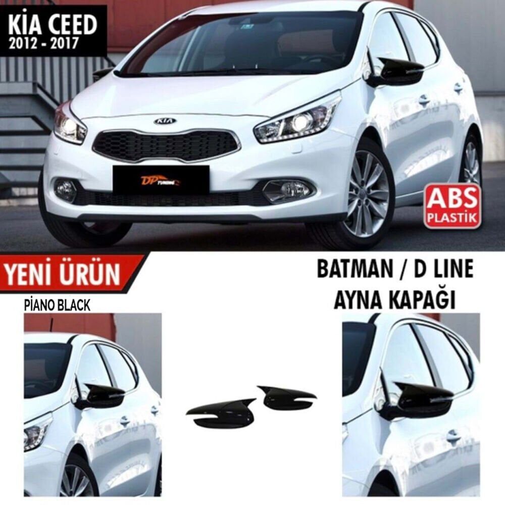 Kia Ceed 2012-2017 Uyumlu  Batman Yarasa Ayna Kapağı Sinyalli Piano Black