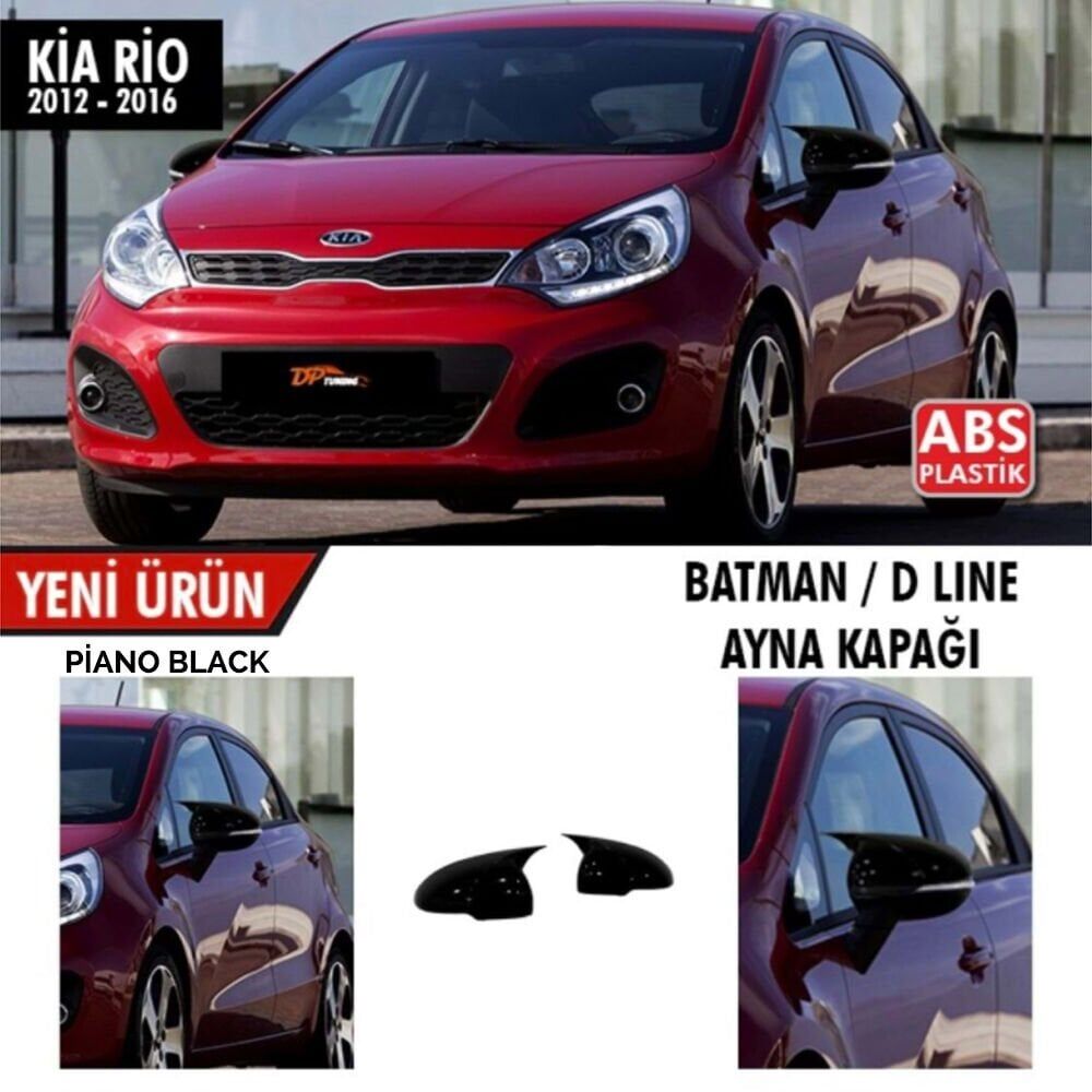 Kia Rio 2012-2016 Uyumlu Batman Yarasa Ayna Kapağı Sinyalli Piano Black