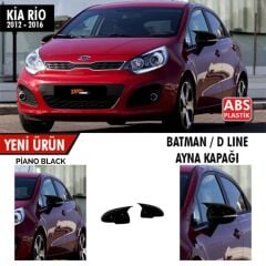 Kia Rio 2012-2016 Uyumlu Batman Yarasa Ayna Kapağı Sinyalli Piano Black